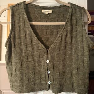 Madewell Olive Green Knit Button-Front Tank